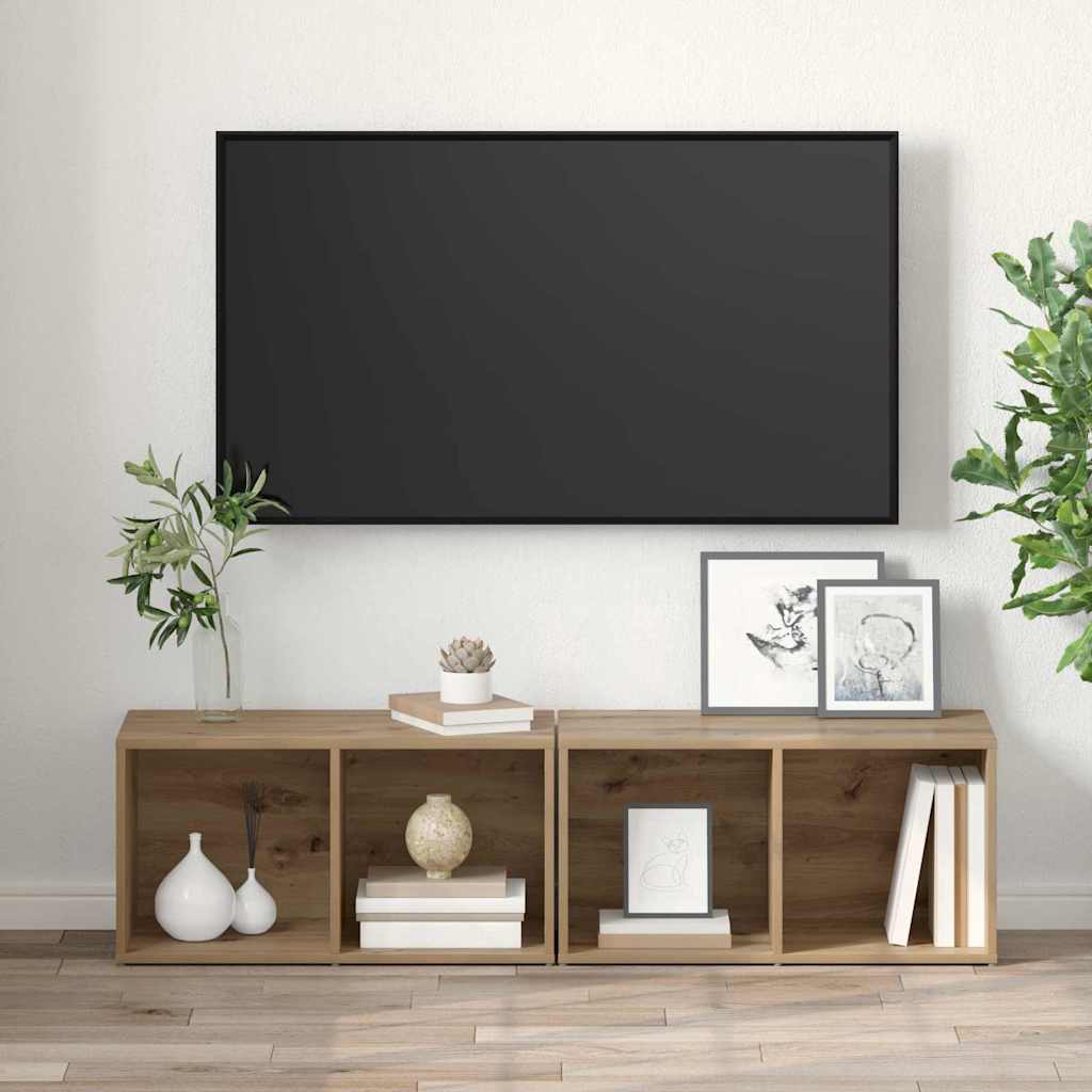 vidaXL TV Cabinet Set 2 pcs Artisan Oak Engineered Wood