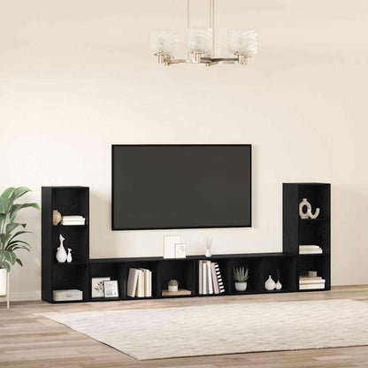 vidaXL TV Cabinet Set 4 pcs Black Oak 37 x 35 x 107 cm Engineered Wood