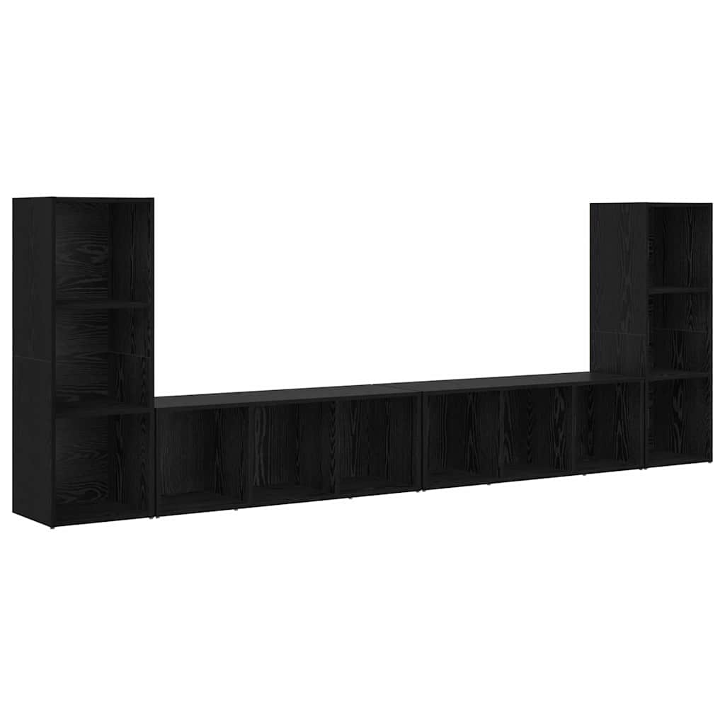 vidaXL TV Cabinet Set 4 pcs Black Oak 37 x 35 x 107 cm Engineered Wood