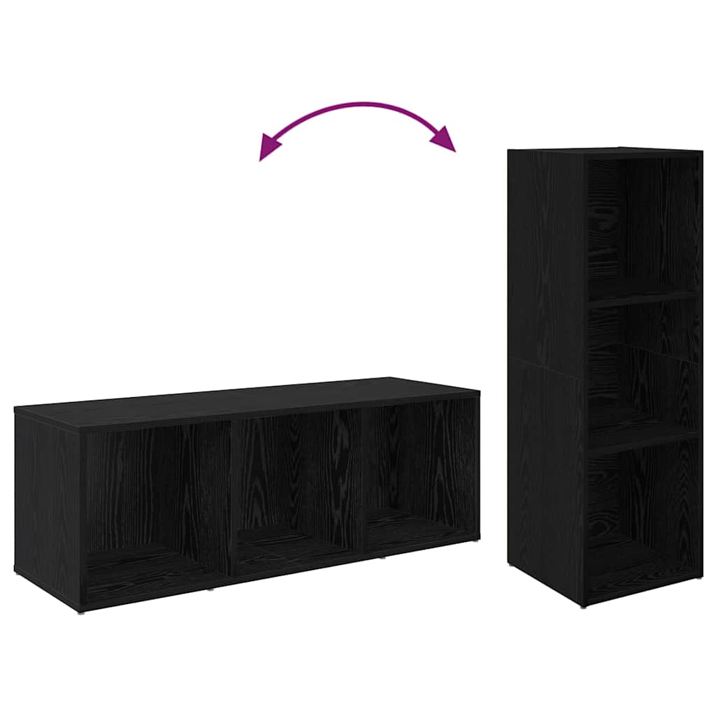 vidaXL TV Cabinet Set 4 pcs Black Oak 37 x 35 x 107 cm Engineered Wood