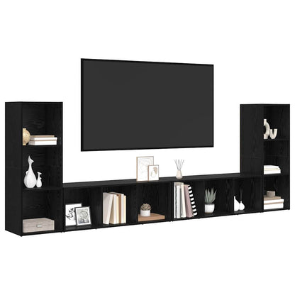 vidaXL TV Cabinet Set 4 pcs Black Oak 37 x 35 x 107 cm Engineered Wood