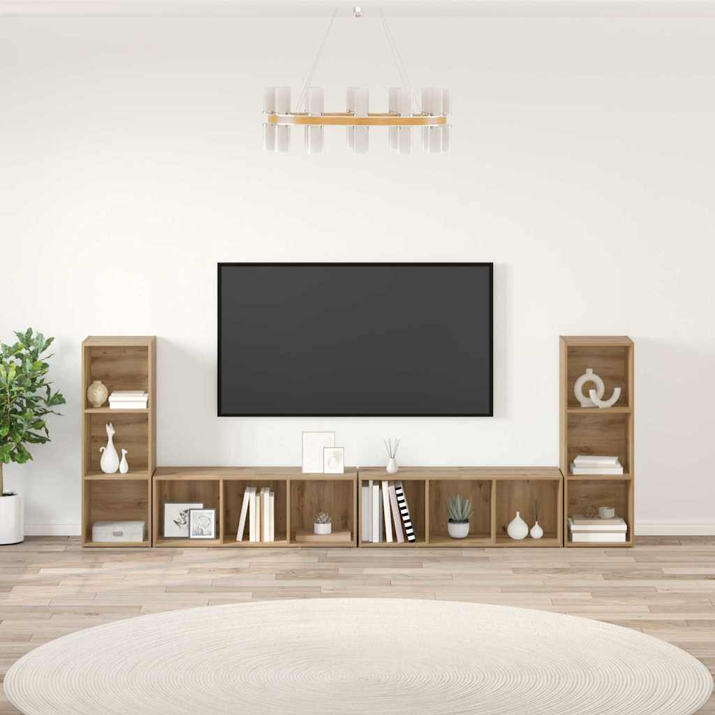 vidaXL TV Cabinet Set 4 pcs Artisan Oak Engineered Wood