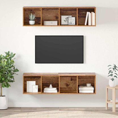 vidaXL TV Cabinet Set Wall-mounted 2 pcs Old Wood 37 x 37 x 142.5 cm
