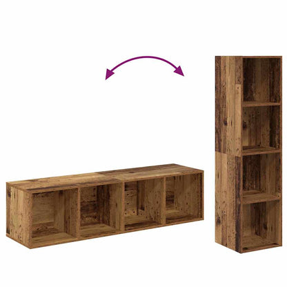 vidaXL TV Cabinet Set Wall-mounted 2 pcs Old Wood 37 x 37 x 142.5 cm