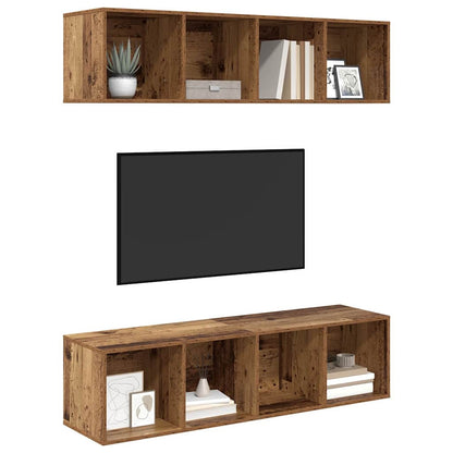 vidaXL TV Cabinet Set Wall-mounted 2 pcs Old Wood 37 x 37 x 142.5 cm
