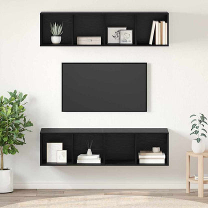 vidaXL TV Cabinet Set Wall-mounted 2 pcs Black Oak 37 x 37 x 142.5 cm