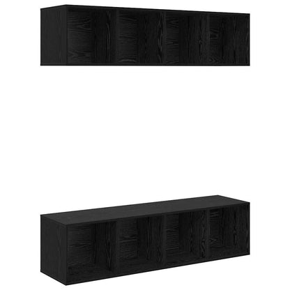 vidaXL TV Cabinet Set Wall-mounted 2 pcs Black Oak 37 x 37 x 142.5 cm