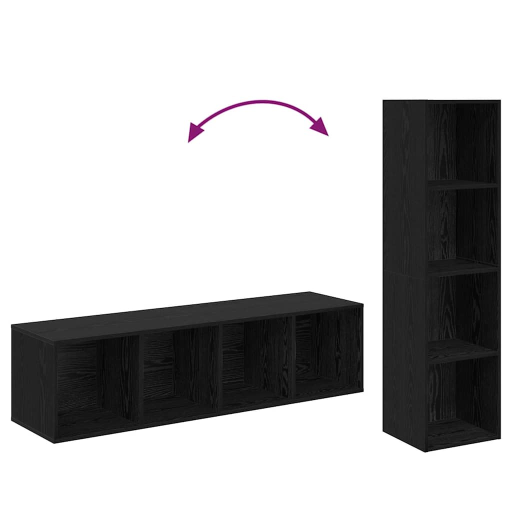 vidaXL TV Cabinet Set Wall-mounted 2 pcs Black Oak 37 x 37 x 142.5 cm