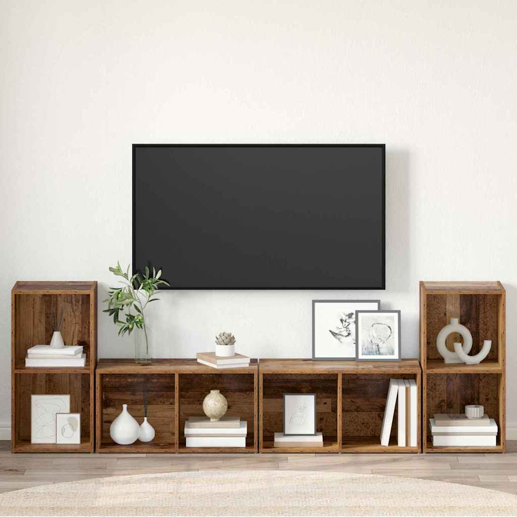 vidaXL TV Cabinet Set 4 pcs Old Wood 37 x 37 x 72 cm Engineered Wood