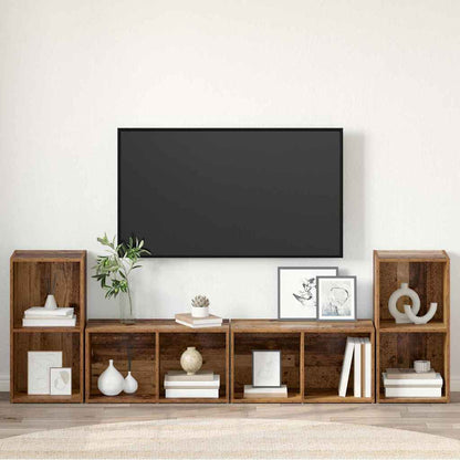 vidaXL TV Cabinet Set 4 pcs Old Wood 37 x 37 x 72 cm Engineered Wood