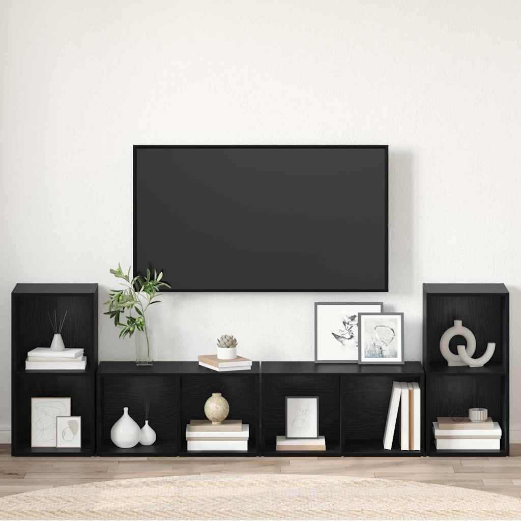 vidaXL TV Cabinet Set 4 pcs Black Oak 37 x 37 x 72 cm Engineered Wood