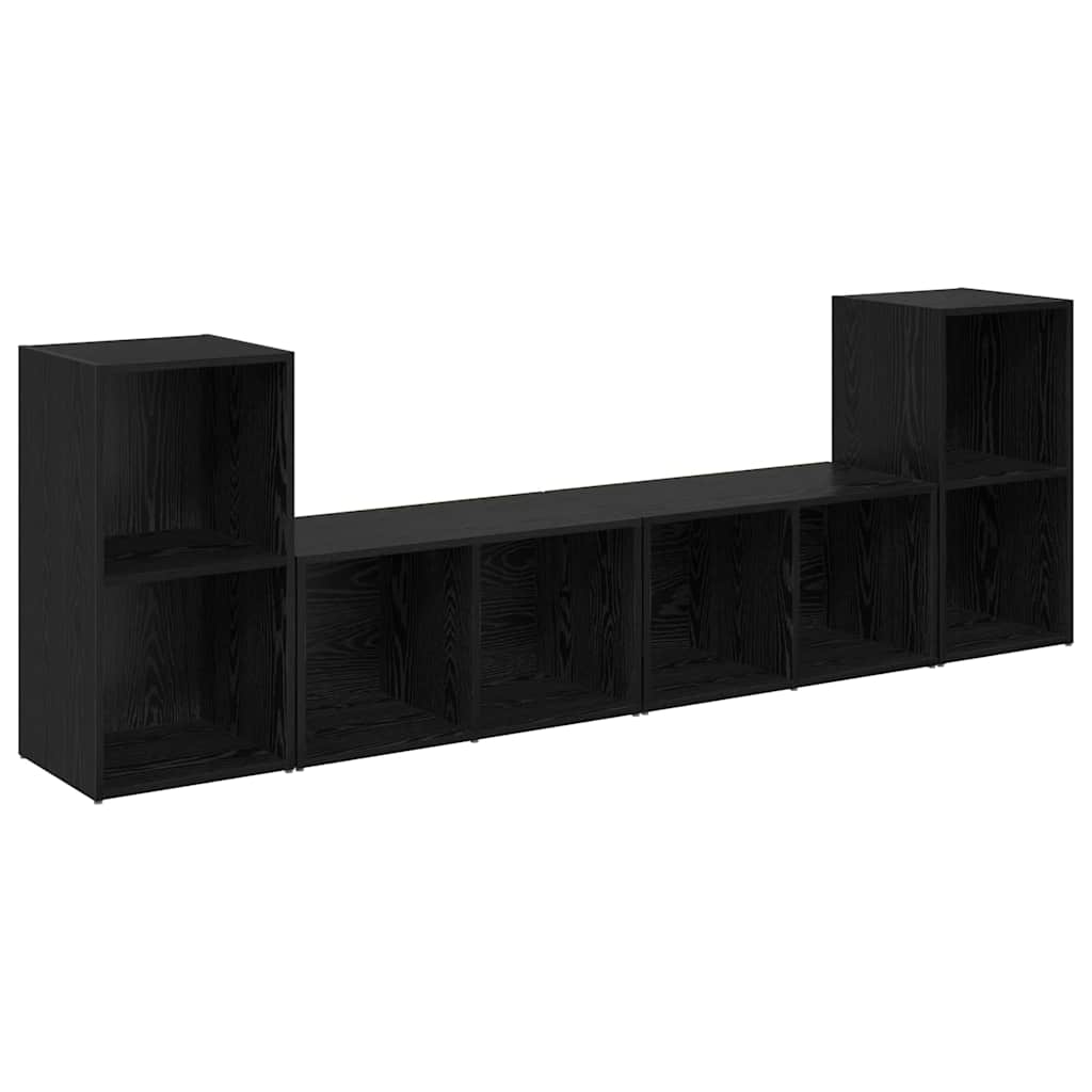 vidaXL TV Cabinet Set 4 pcs Black Oak 37 x 37 x 72 cm Engineered Wood
