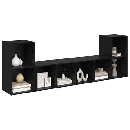 vidaXL TV Cabinet Set 4 pcs Black Oak 37 x 37 x 72 cm Engineered Wood