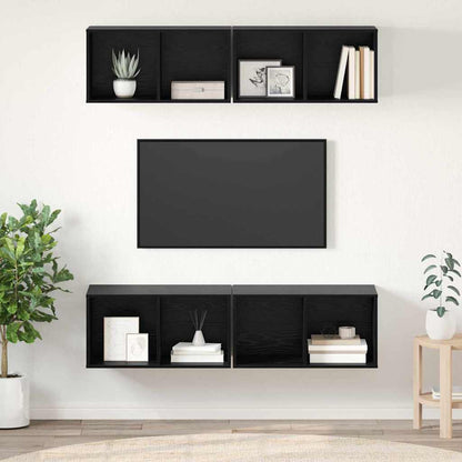 vidaXL TV Cabinet Set 4 pcs Black Oak 37 x 37 x 72 cm Engineered Wood