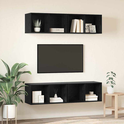 vidaXL TV Cabinet Set 4 pcs Black Oak 37 x 37 x 72 cm Engineered Wood