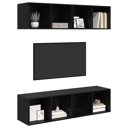 vidaXL TV Cabinet Set 4 pcs Black Oak 37 x 37 x 72 cm Engineered Wood