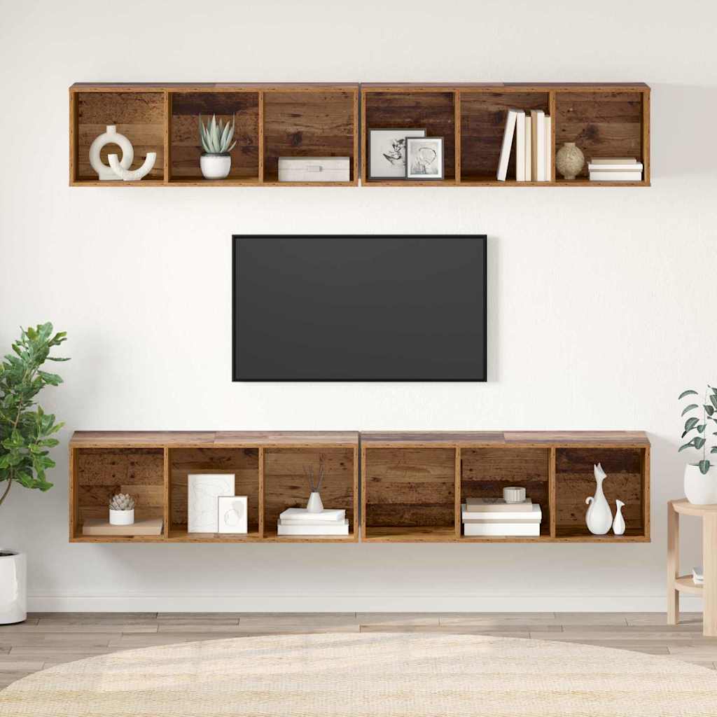 vidaXL TV Cabinet Set 4 pcs Old Wood 37 x 37 x 107 cm Engineered Wood