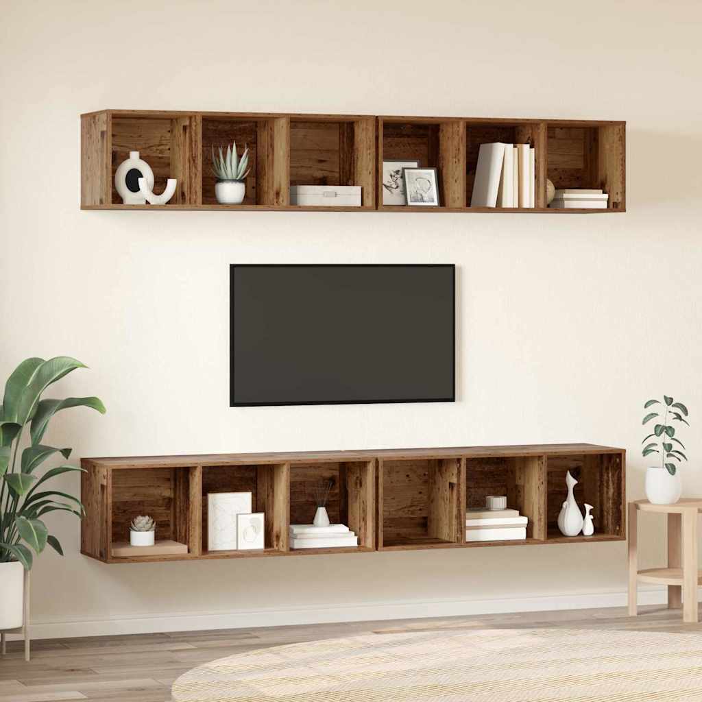 vidaXL TV Cabinet Set 4 pcs Old Wood 37 x 37 x 107 cm Engineered Wood