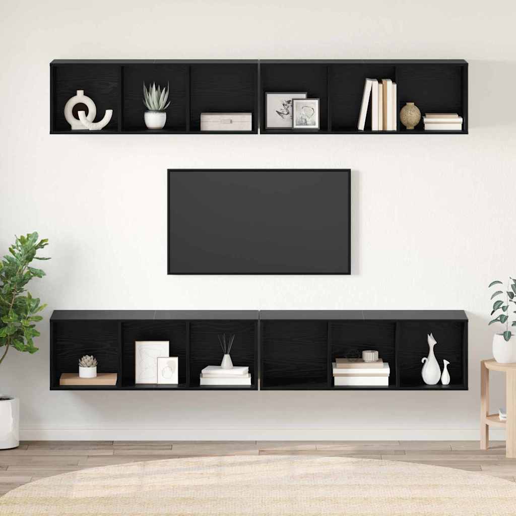 vidaXL TV Cabinet Set 4 pcs Black Oak 37 x 37 x 107 cm Engineered Wood