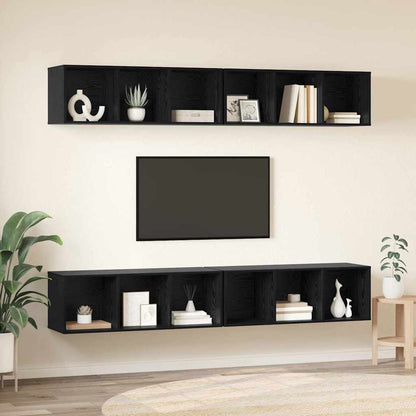 vidaXL TV Cabinet Set 4 pcs Black Oak 37 x 37 x 107 cm Engineered Wood