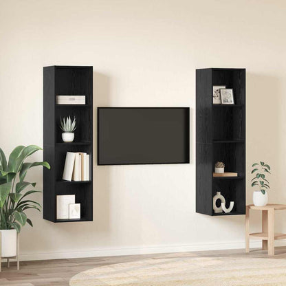 vidaXL TV Cabinet Set 2 pcs Black 37 x 37 x 142.5 cm Engineered Wood