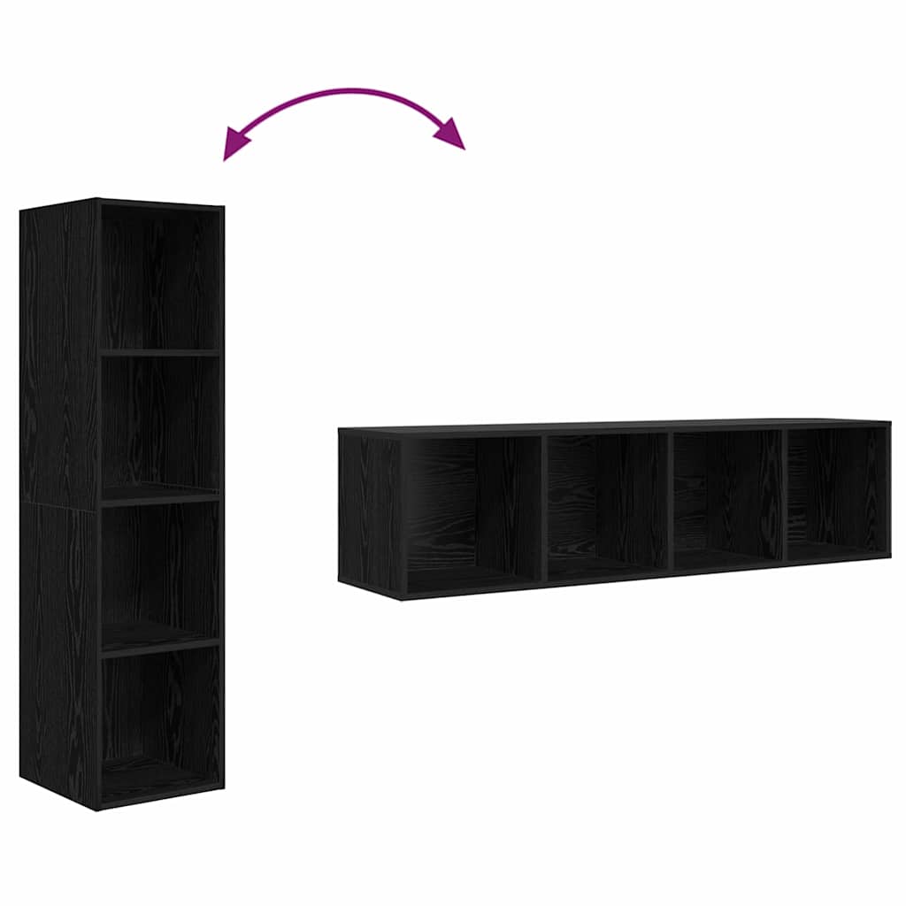 vidaXL TV Cabinet Set 2 pcs Black 37 x 37 x 142.5 cm Engineered Wood