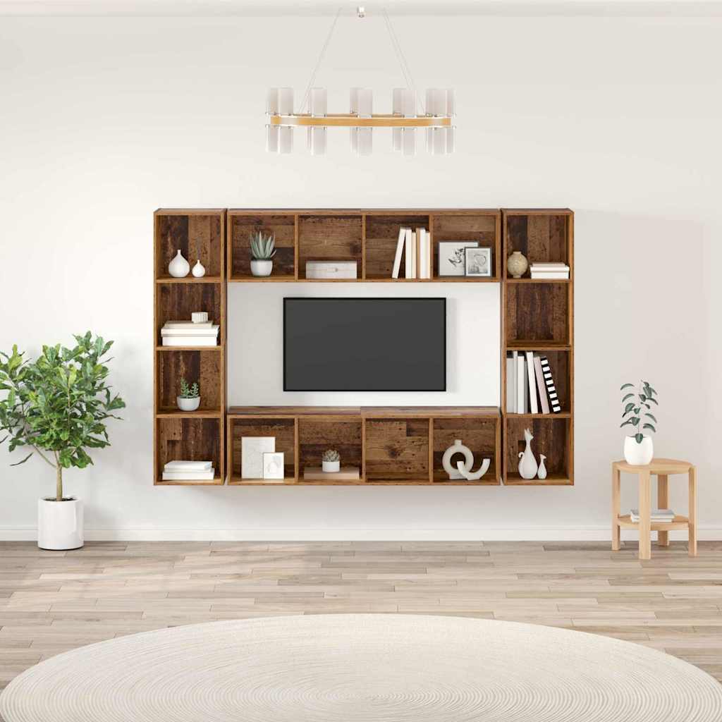 vidaXL TV Cabinet Set 4 pcs Brown 37 x 37 x 142.5 cm Engineered Wood