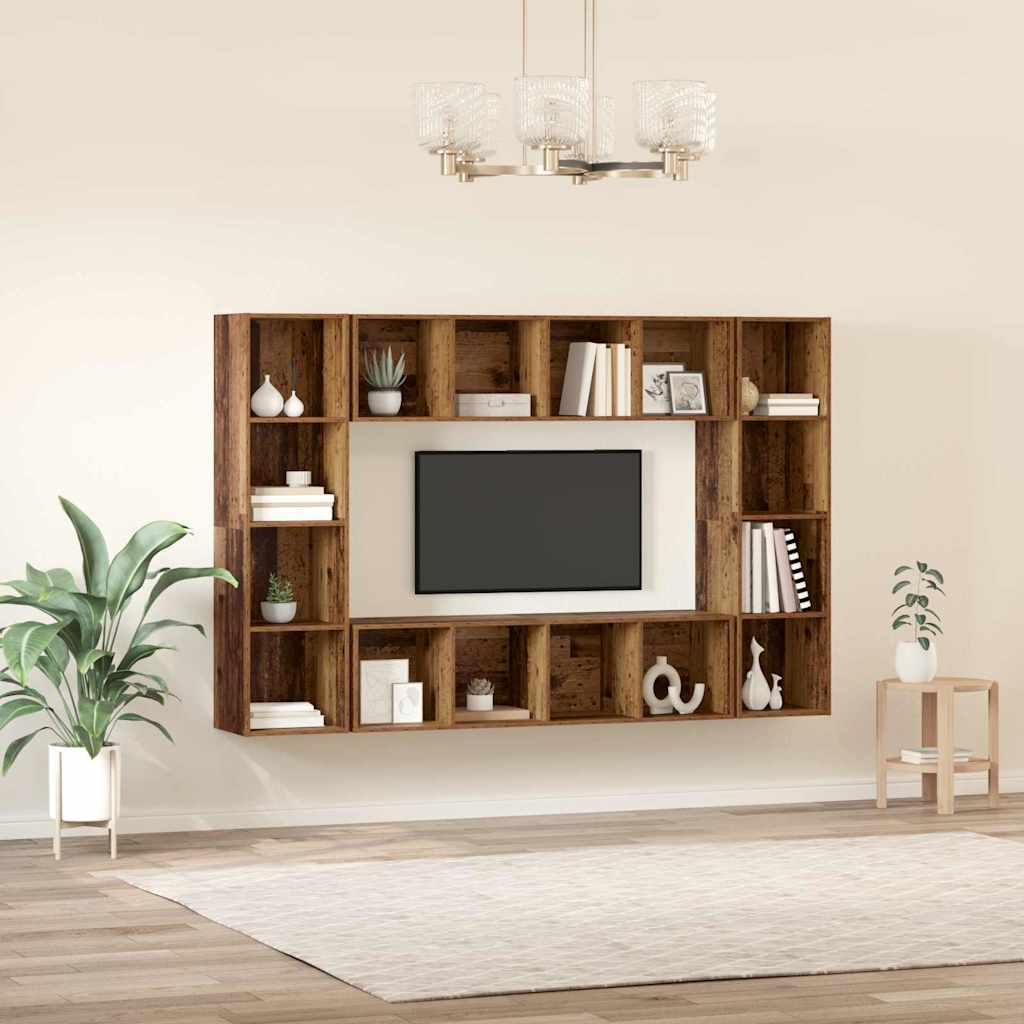 vidaXL TV Cabinet Set 4 pcs Brown 37 x 37 x 142.5 cm Engineered Wood