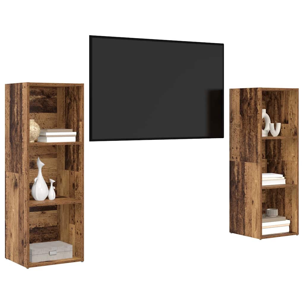 vidaXL TV Cabinet Set 2 pcs Old Wood 107 x 35 x 37 cm Engineered Wood