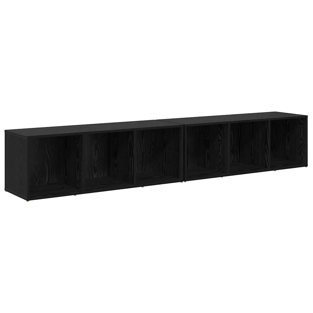 vidaXL TV Cabinet Set 2 pcs Black Oak 37 x 35 x 107cm Engineered Wood