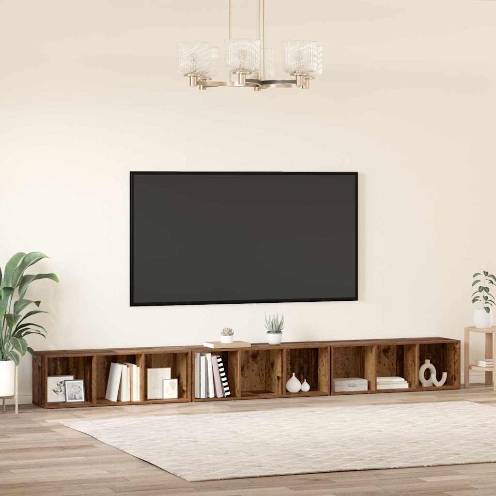 vidaXL TV Cabinet Set 3 pcs Old Wood 37 x 35 x 107 cm Engineered Wood