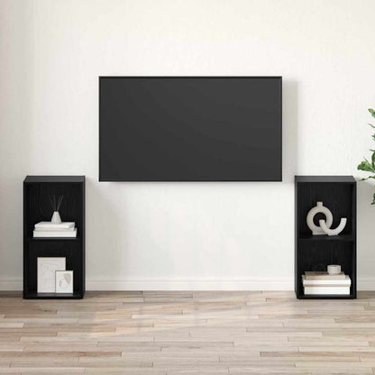 vidaXL TV Cabinet Set Wall-mounted 2 pcs Black Oak 72 x 35 x 36.5 cm