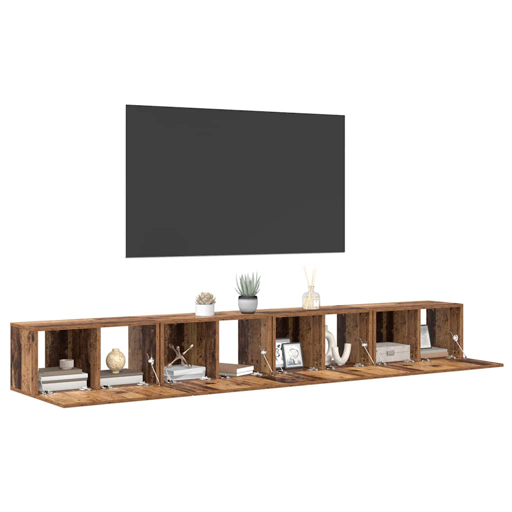 vidaXL TV Cabinet Set 4 pcs Old Wood 60 x 30 x 30 cm Engineered Wood