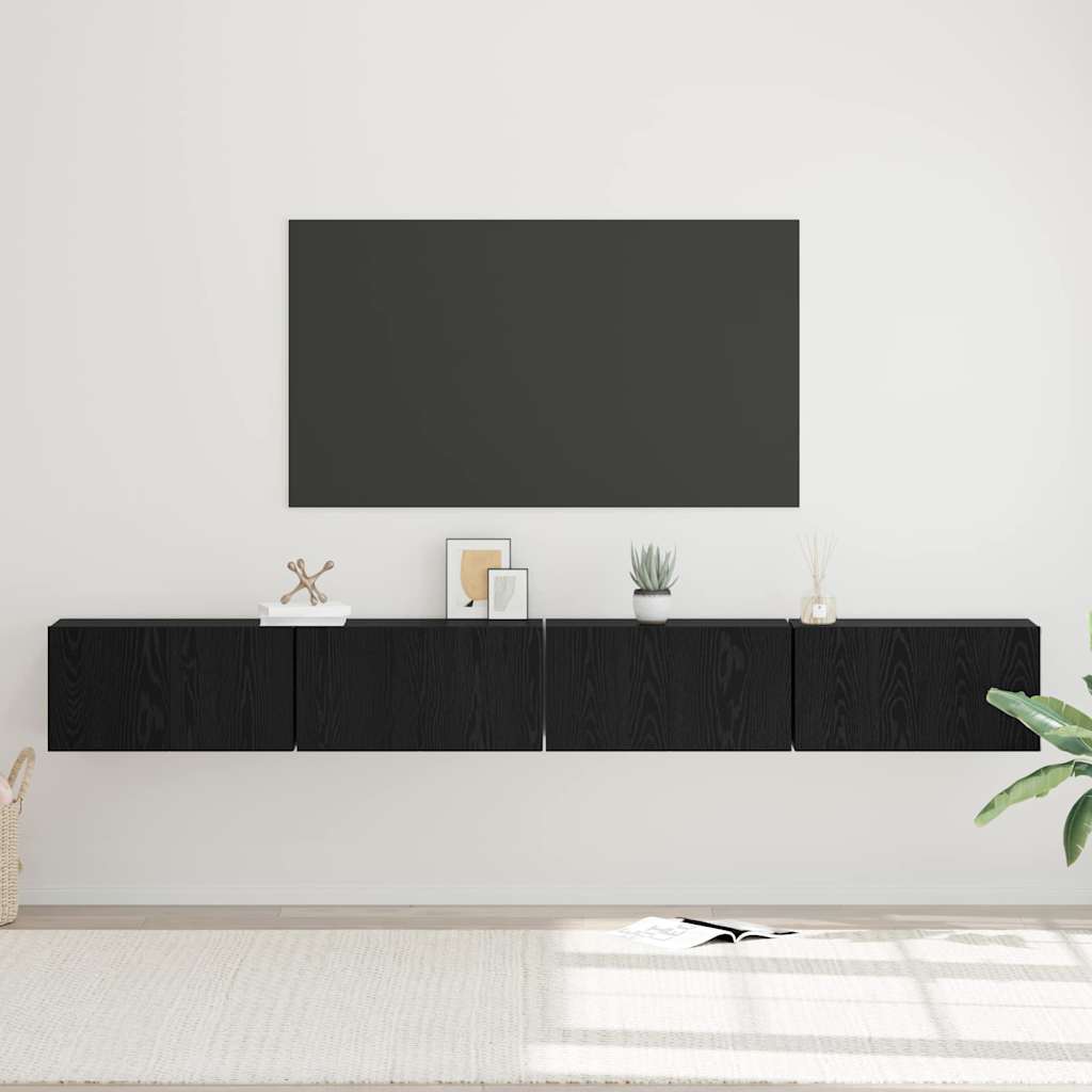 vidaXL TV Cabinet Set 4 pcs Black Oak 60 x 30 x 30 cm Engineered Wood