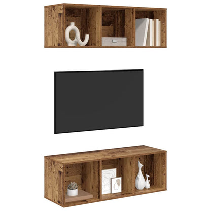 vidaXL TV Cabinet Set 2 pcs Old Wood 37 x 37 x 107 cm Engineered Wood