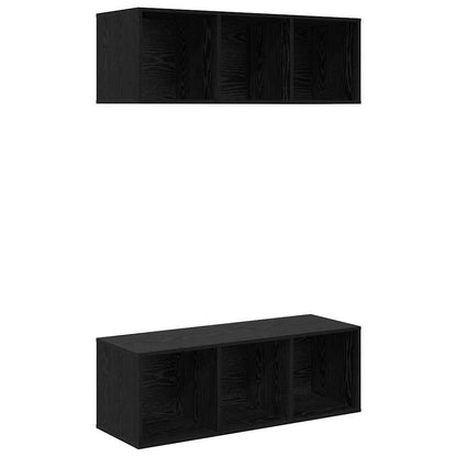 vidaXL TV Cabinet Set 2 pcs Black Oak 37 x 37 x 107 cm Engineered Wood