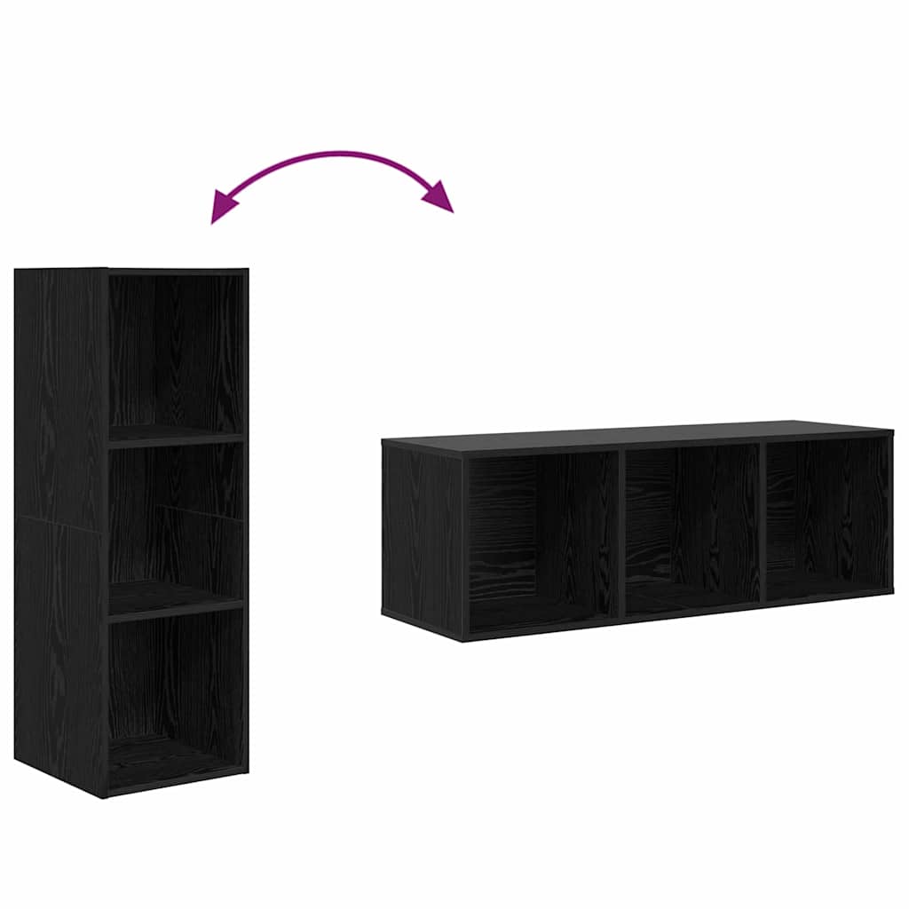 vidaXL TV Cabinet Set 2 pcs Black Oak 37 x 37 x 107 cm Engineered Wood