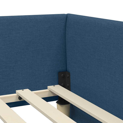 vidaXL Corner Bed Frame Blue 90 x 190 cm Fabric and Engineered wood