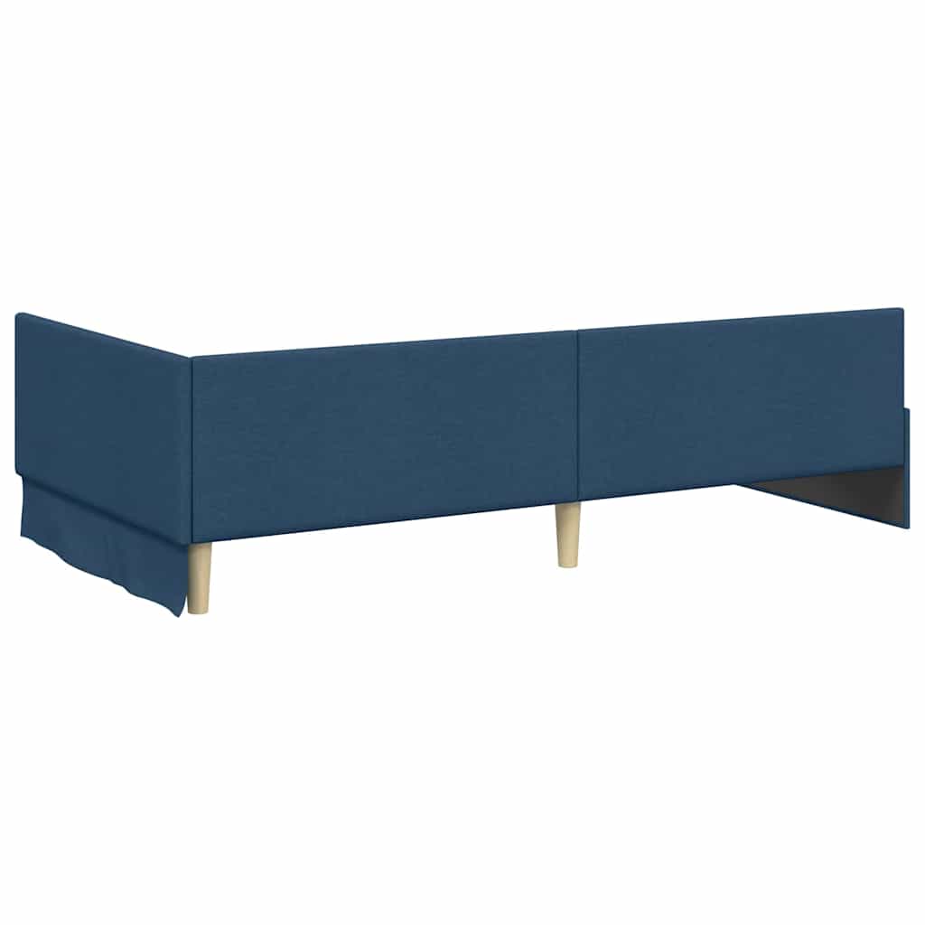 vidaXL Corner Bed Frame Blue 90 x 190 cm Fabric and Engineered wood