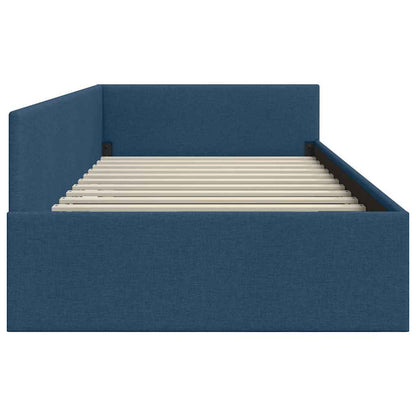 vidaXL Corner Bed Frame Blue 90 x 190 cm Fabric and Engineered wood