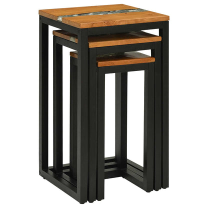 vidaXL Nesting Table 3 pcs Brown Solid Teak Wood