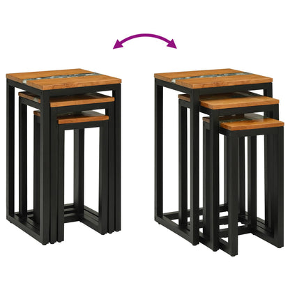 vidaXL Nesting Table 3 pcs Brown Solid Teak Wood