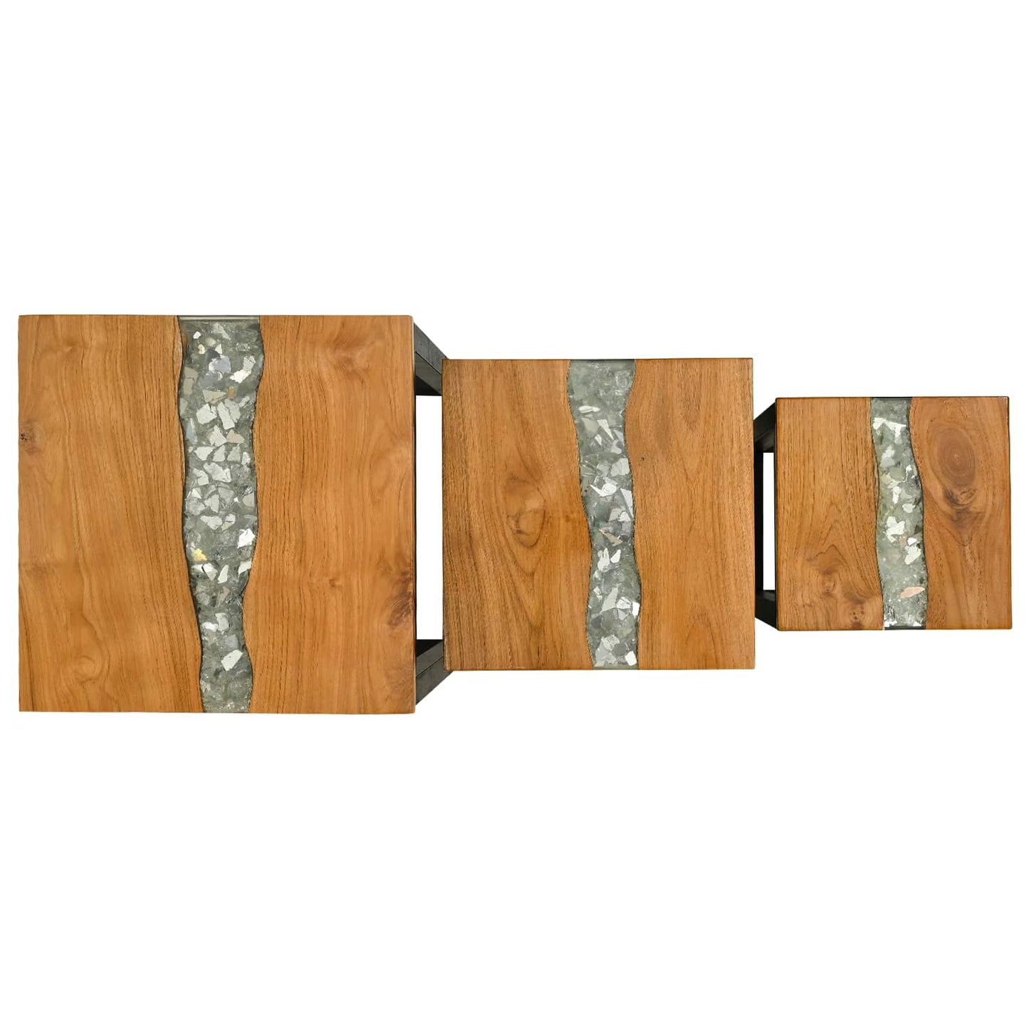 vidaXL Nesting Table 3 pcs Brown Solid Teak Wood