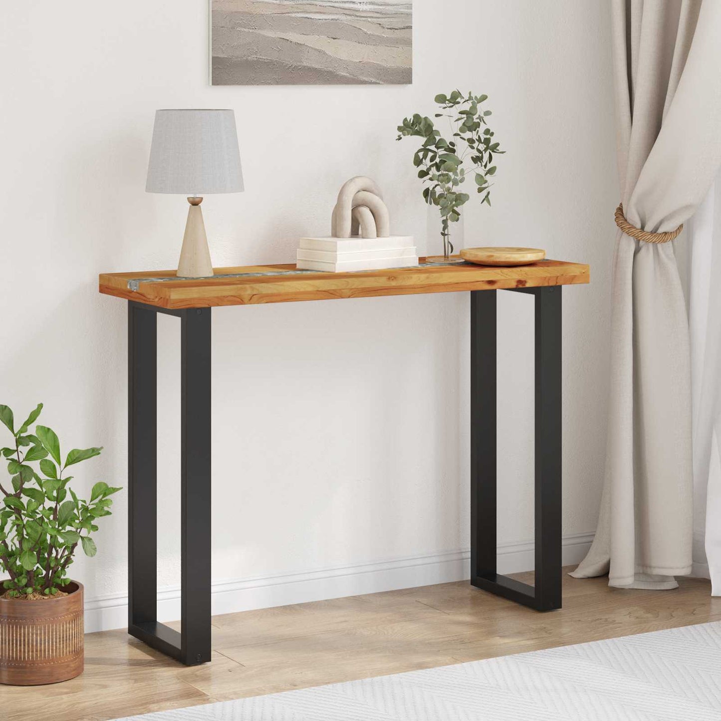 vidaXL Console Table Brown 100 x 35 x 75 cm Solid Teak Wood
