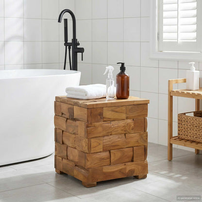 vidaXL Storage Stool Brown 40 x 40 x 45 cm Solid Teak Wood