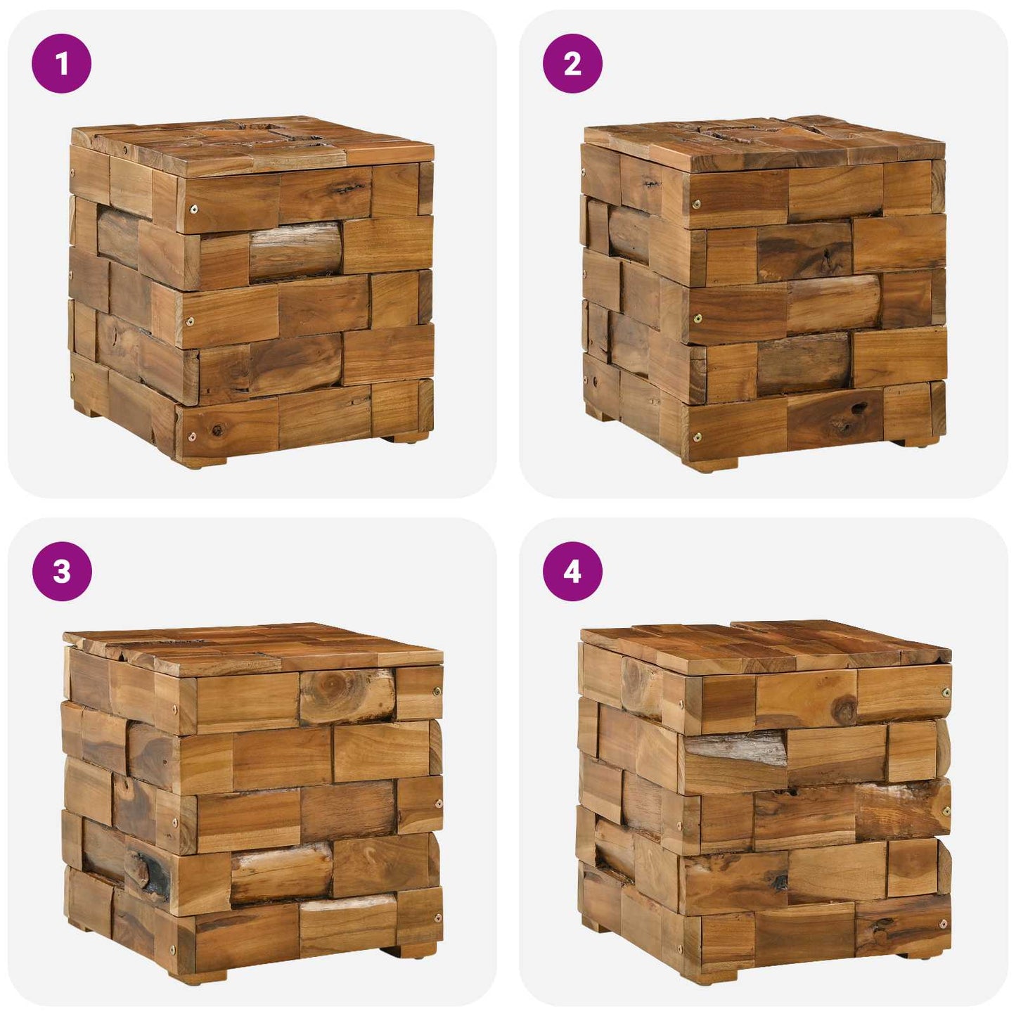 vidaXL Storage Stool Brown 40 x 40 x 45 cm Solid Teak Wood