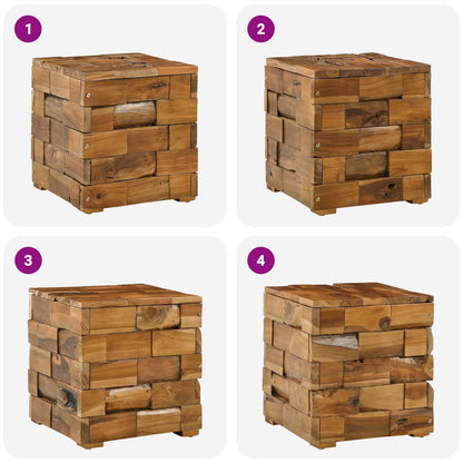 vidaXL Storage Stool Brown 40 x 40 x 45 cm Solid Teak Wood