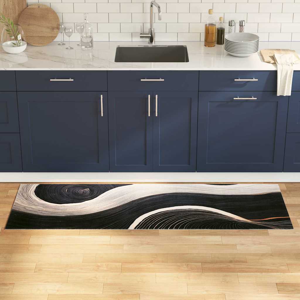 vidaXL Kitchen Rug Black 180 x 60 cm Velvet