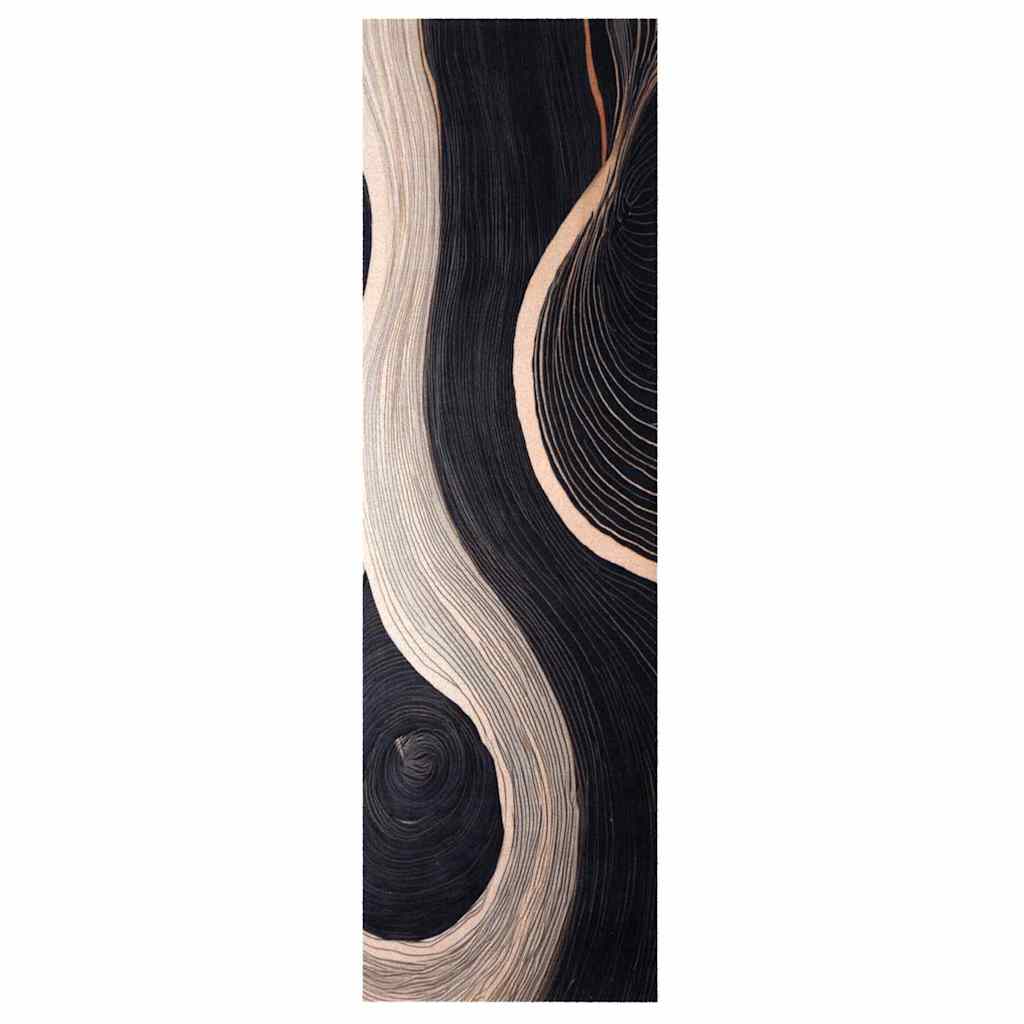 vidaXL Kitchen Rug Black 150 x 45 cm Velvet