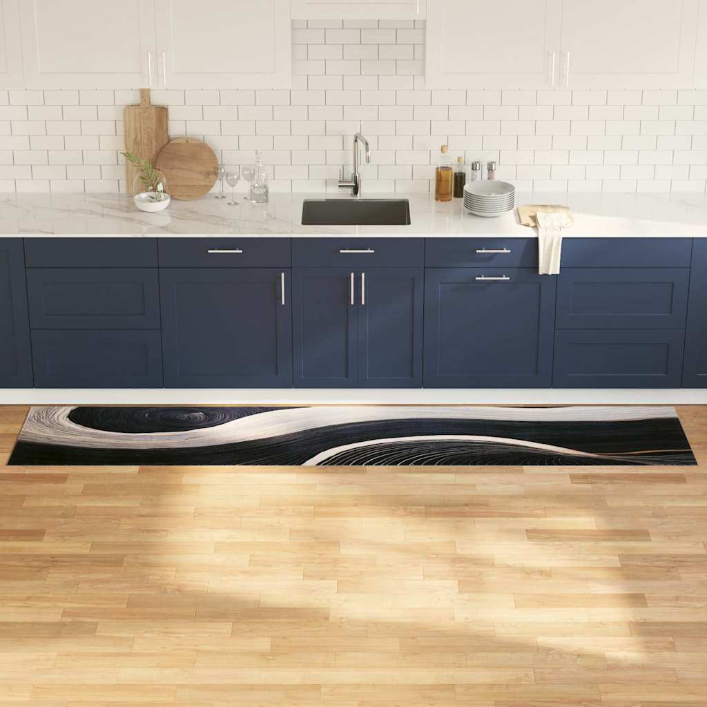 vidaXL Kitchen Rug Black 300 x 60 cm Velvet